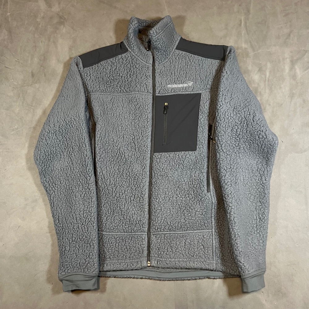 Norrona Trollveggen Thermal Pro Jacket Mens Small Gray Polartec Fleece